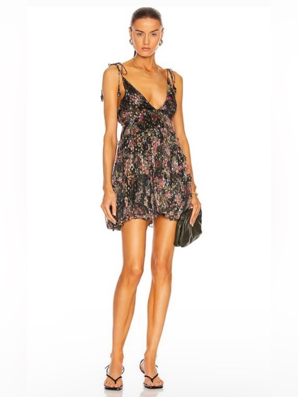 Never Worn Rococo Sand Jane Tier Mini Floral Tie-Shoulder Mini Dress